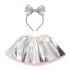 Baby Girls Soft Tutu Skirt Tulle Princess Ballet Dress Toddler Girl Party Tutu Skirt Hairband Set (Silver, 2-4 Years) view 1