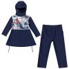 Girls Muslim Swimsuit Two Pieces Sets Modest Islamic Swimwear Full Cover Rashguard Burkini Hijab Long Sleeve Hooded Tops + Pants UPF 50+ Kids Beach Bathing Suit Summer Blue 5-6 Years view 1