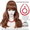 Wiggy Mermaid Beehive Wig Auburn + Necklace Earrings Bracelet Women 60s 70s Vintage Long Curly Bouffant Updo Victorian Fembot Wig 50s Costume Married Housewife Hair Wigs for Halloween Party + Cap view 2