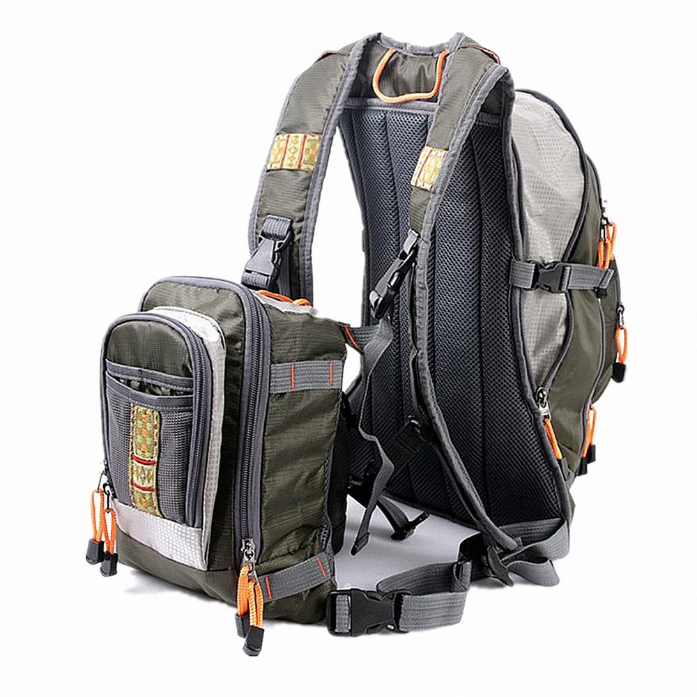 UNISTRENGH Adjustable Fly Fishing Multi-pocket Backpack Chest Bag with Fishing Lure Bag Premium Gear Packs (Militery Green)
