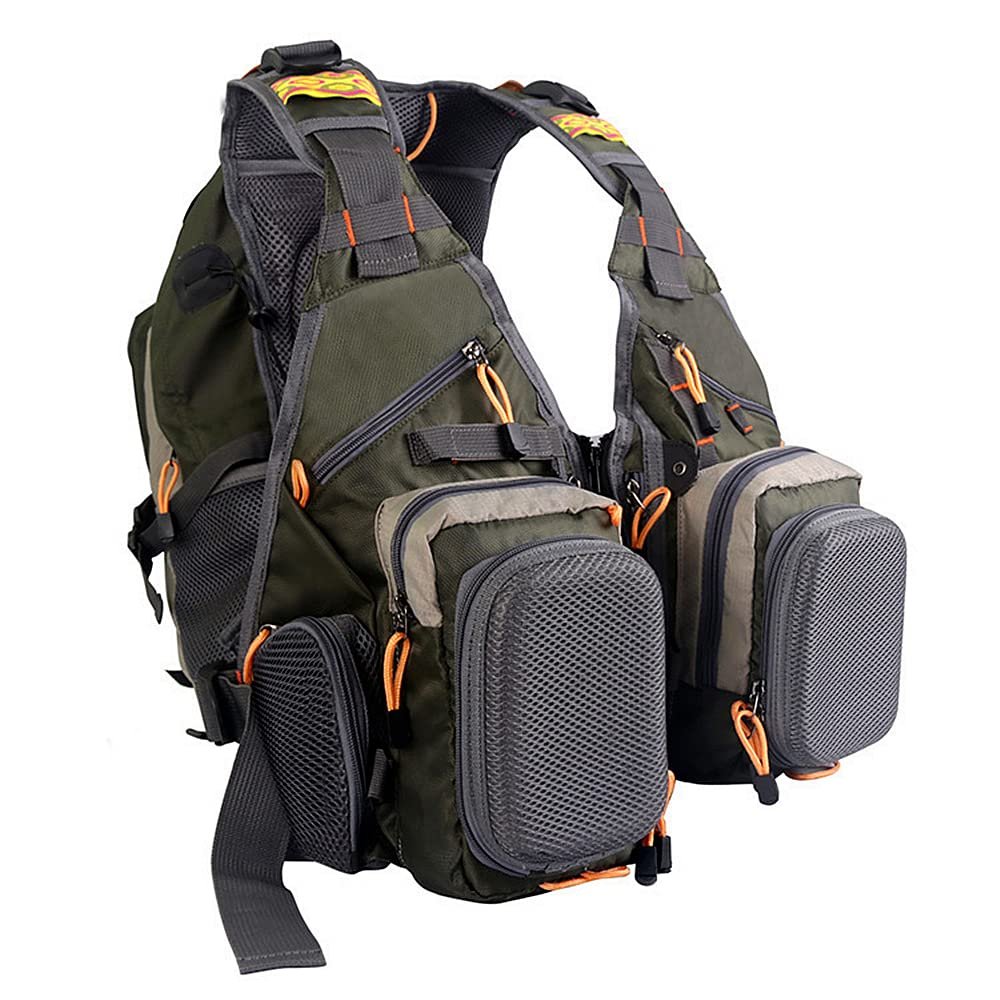 UNISTRENGH Fly Fishing Vest Multi Pocket Waistcoat Adjustable Breathable Mesh Fishing Gear Jacket for Men and Women (V-SBS)