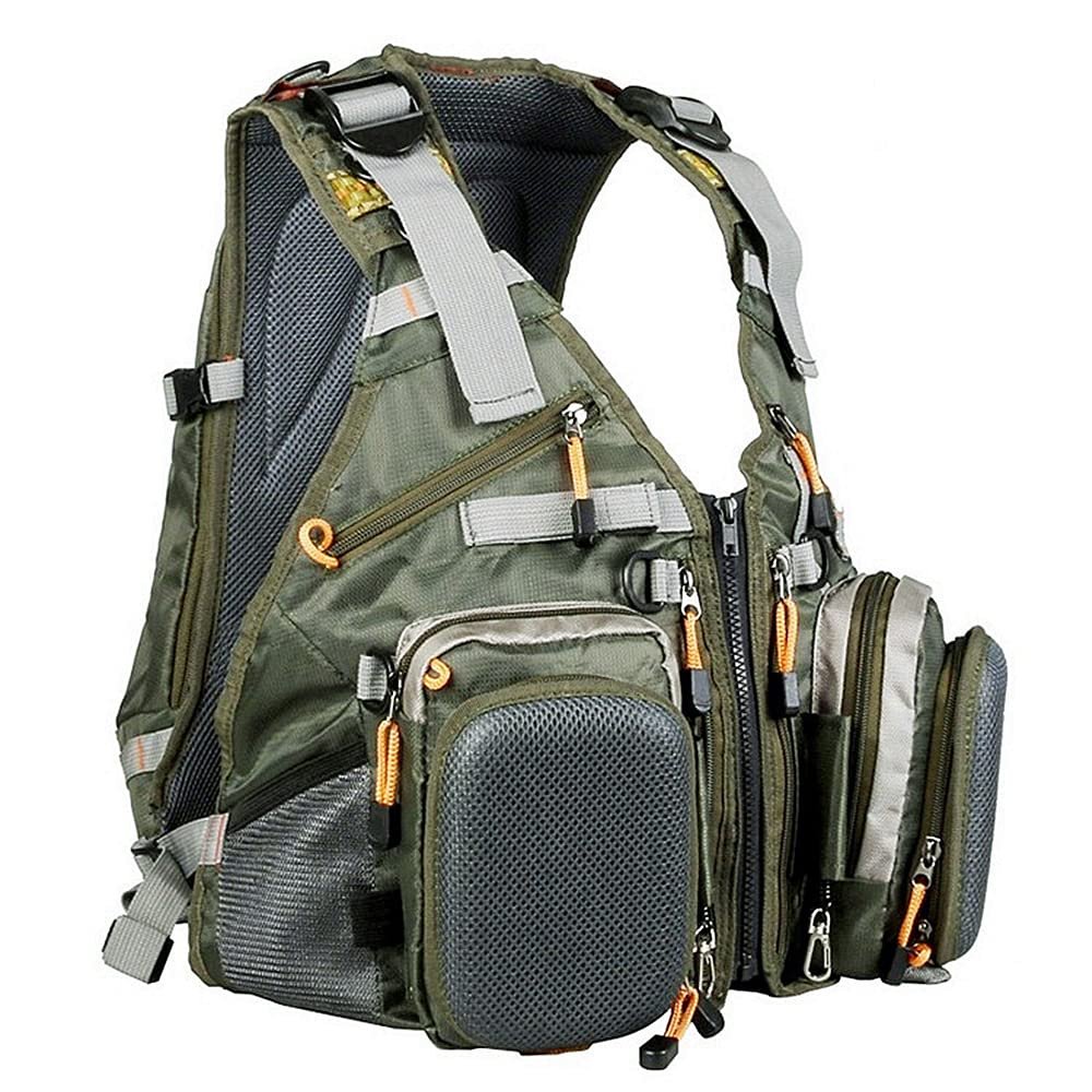 UNISTRENGH Fly Fishing Vest Multi Pocket Waistcoat Adjustable Breathable Mesh Fishing Gear Jacket for Men and Women (V-Pop)