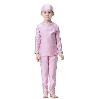 Girls Long Sleeve Swimsuit Full Cover Rash Guard Sets UPF50+ Burkini Hijab Islamic Swimwear Girls Muslim Swimsuit UV Sun Protection Tankini Sets Top Shirt + Pants Beachwear Pink d 18-24 Months
