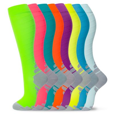 fenglaoda 8 Pairs Compression Socks for Men & Women 20-30 mmHg Knee High Nurse Pregnant Running Medical and Travel Athletic(S/M,Multi10)