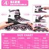 ECOO Adjustable Inline Skates Boys and Girls with Light up WheelsRoller Skates for Kids Ages 4-12, Teen Skates for Beginner Outdoor and Indoor (Pink, XLarge-Youth & Adult6-9 US) view 3
