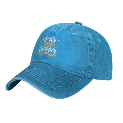 Girls Trip Cheaper Than Therapy 2023 Baseball Hats for Men Adjustable Dad Hat Gift for Men/Women Trucker Cap,Blue