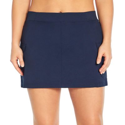 Balance Collection Womens Emily Woven Snap Pocket Skort, Navy Blazer, Small