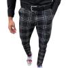 Men's Plaid Printed Pencil Pants Casual Comfy Stretch Dress Pants with Pocket Slim Slacks Skinny Tapered Trousers (Black,Small) view 1