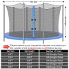 Trampoline Net Replacement Trampoline Safety Round Frame Enclosure Weather Resistant Breathable Net with Double Headed Zippers(6 Straight Poles,12 FT) view 2