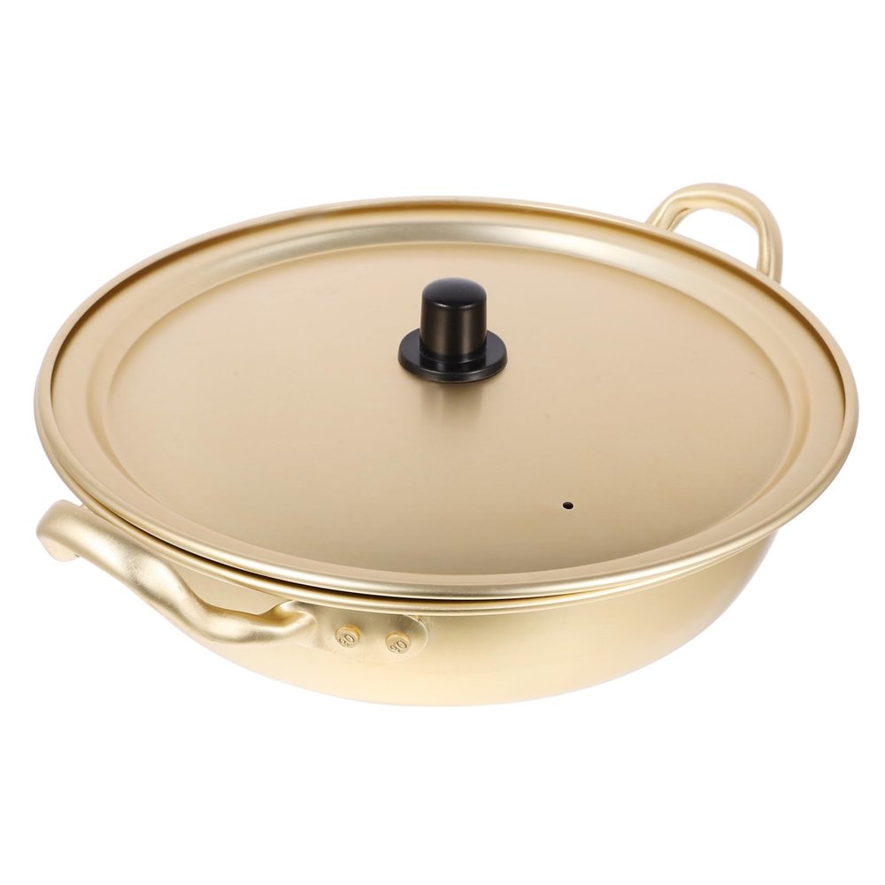 Operitacx Korean Ramen Noodle Pot Lid Fast Heating Aluminum Alloy Cookware for Instant Noodles Soups and Stews for Camping and Home Use