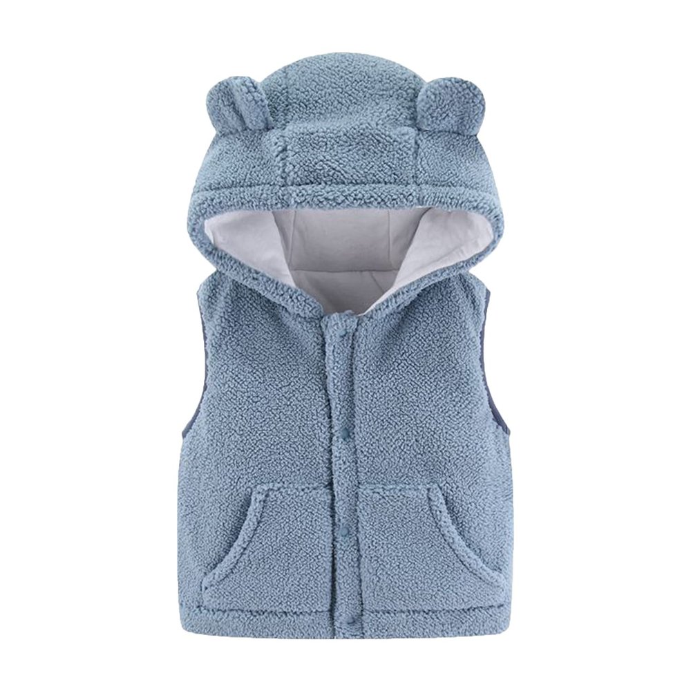Toddler Winter Coat Vest Solid Kids Windproof Outdoor Toddler Hooded Boys Coat Girls Baby Boys (Blue, 2-3 Years)