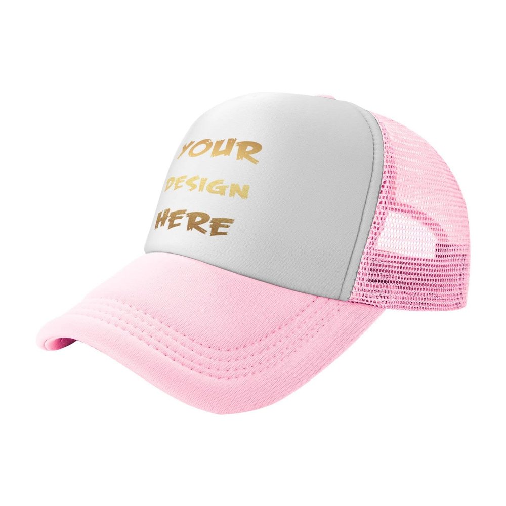 Custom Mesh Trucker Hats with Your Own Text Photo, Custom hat for Men Women Personalized Outdoor Snapback Dad Hat Adjustable Baseball Caps Pink