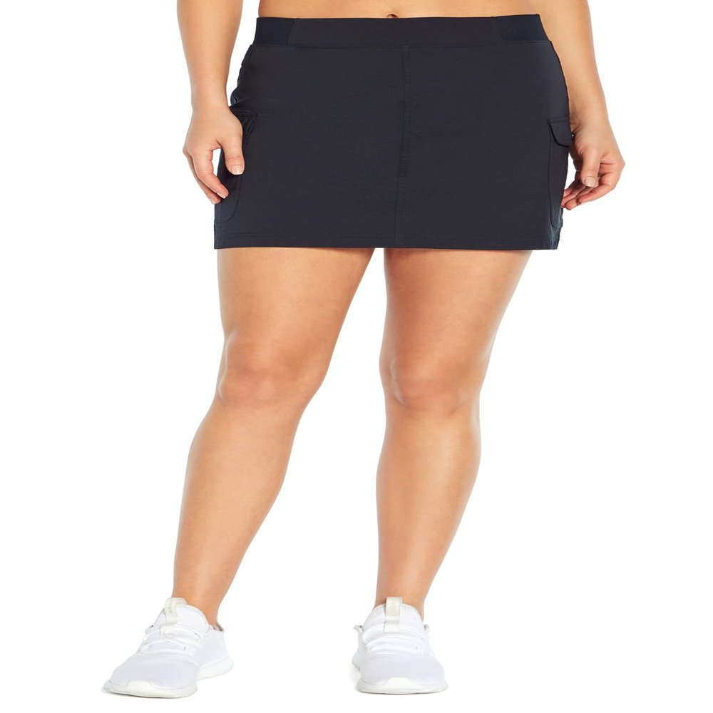 Balance Collection Womens Emily Woven Snap Pocket Skort, Black