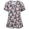2025 Summer New Cartoon Printed Nursing Scrubs Shirts for Women Frenchie Plus Size 4x-5x Stretch Cute Prints with Designs view 1