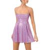 Women Sexy Glitter Sequins Mini Sling Dress E-Girls Y2K V Neck Sparkle Party Dresses Cocktail Partywear (Purple, M) view 1