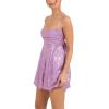 Women Sexy Glitter Sequins Mini Sling Dress E-Girls Y2K V Neck Sparkle Party Dresses Cocktail Partywear (Purple, M) view 3