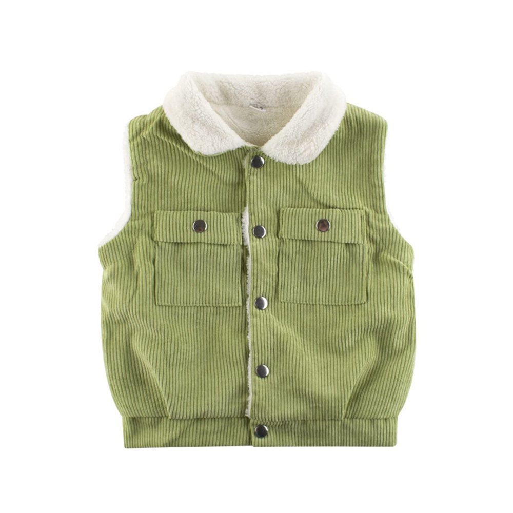 Baby Sleeveless Vest Kids Toddler Infant Baby Girls Boys Sleeveless Fleece Collar Patchwork Winter (Green, 3-4 Years)