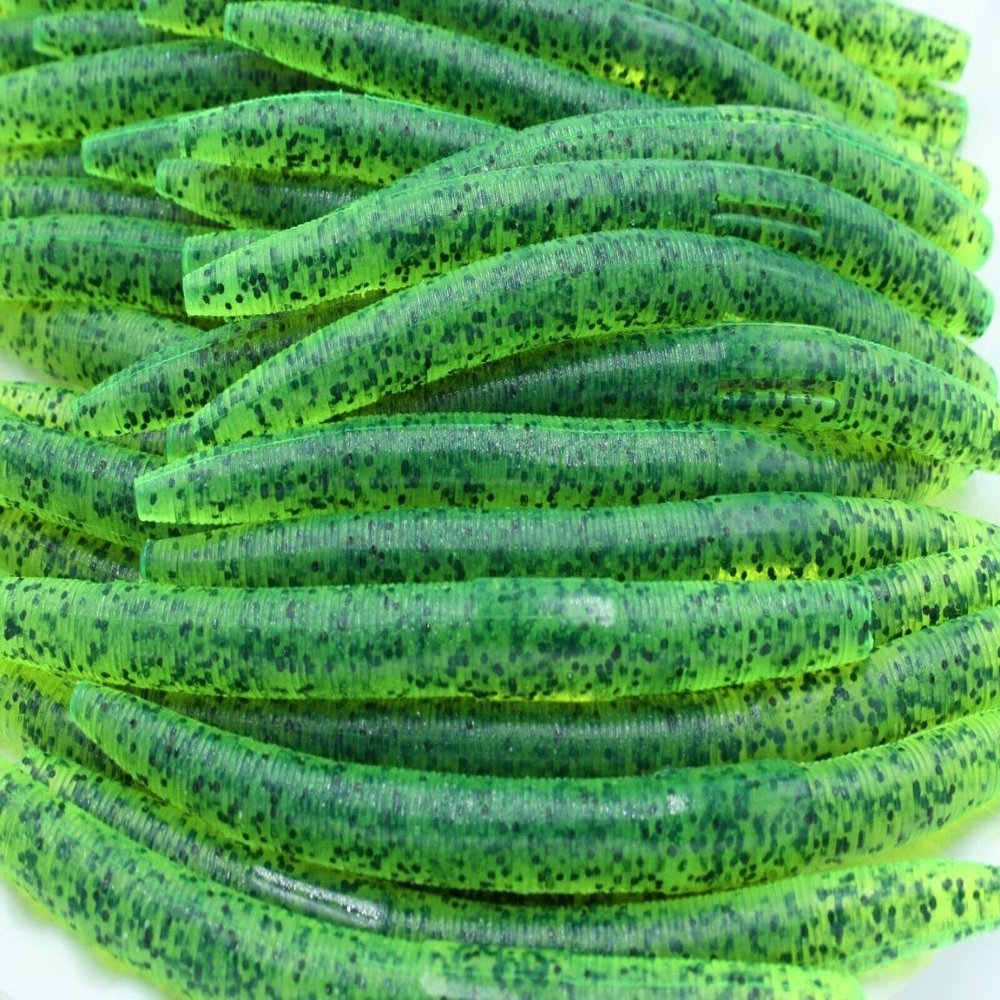 5" Chartreuse Pepper Stick Baits Wacky Plastic Worms Bass Fishing 50 Pack