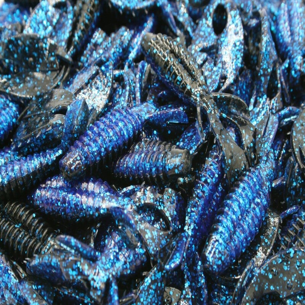 3" Electric Blue Black Craw Flapper Yo Mama Beaver Creature Baits Bass Fishing 50 Pack
