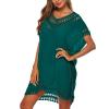 Cysincos Womens Bathing Suit Cover Up for Beach Pool Swimwear Hollow Out Crochet Dress Swimsuit Bikini Coverups Green Blue Plus view 1