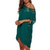 Cysincos Womens Bathing Suit Cover Up for Beach Pool Swimwear Hollow Out Crochet Dress Swimsuit Bikini Coverups Green Blue Plus view 2