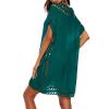 Cysincos Womens Bathing Suit Cover Up for Beach Pool Swimwear Hollow Out Crochet Dress Swimsuit Bikini Coverups Green Blue Plus view 3