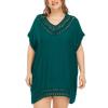 Cysincos Womens Bathing Suit Cover Up for Beach Pool Swimwear Hollow Out Crochet Dress Swimsuit Bikini Coverups Green Blue Plus view 4