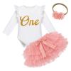 1 year old Birthday Outfit Girl, Winter Onederland 1st Birthday Girl Decorations, One Groovy Baby 1st Birthday outfit, Newborn Tutu, Birthday Dress for 1 Year Old Girl, Pink - Long Sleeve 12-18 Months view 1