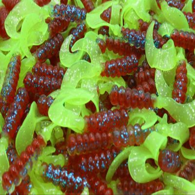 2" Fire & Ice Hot Grubs Twister Tails Crappie Perch Walleye Bass Fishing Lures 25 Pack