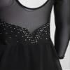 CHICTRY Youth Girls Mesh Splice Long Sleeve Rhinestone Figure Ice Skating Dress Ballet Tutu Leotard Dress Black 10 Years view 4