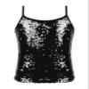 Moggemol Kids Girls Sparkle Sequins Dance Tops Camisole Shirt Tank Top for Jazz Modern Dance Cheer Performance Black 14 Years view 1