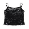 Moggemol Kids Girls Sparkle Sequins Dance Tops Camisole Shirt Tank Top for Jazz Modern Dance Cheer Performance Black 14 Years view 3