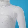 CHICTRY Youth Girls Mesh Splice Long Sleeve Rhinestone Figure Ice Skating Dress Ballet Tutu Leotard Dress White 16 Years view 4