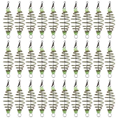 BESPORTBLE Luminous Pearl Fish Bait Olive Shaped Spring Fishing Feeder with Glow Beads 30Pcs Carp Fishing Accessories Carbon Steel Bait Saver for Low Light