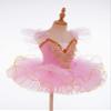 Aislor Girls Rhinestone Ruffle Flying Sleeve Professional Ballet Tutu Dress Contemporary Modern Swan Lake Dance Costume Pink 9-10 Years view 4