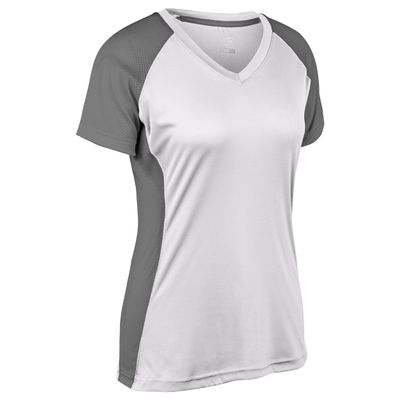 CHAMPRO Infinite V-Neck Short Sleeve Softball Jersey, Women's Medium, White