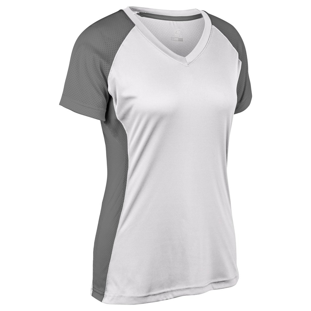 CHAMPRO Infinite V-Neck Short Sleeve Softball Jersey, Women's Medium, White