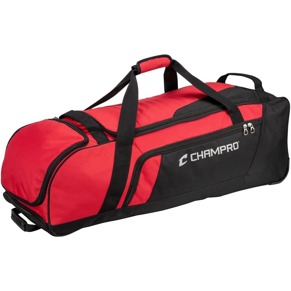 CHAMPRO Boss Wheeled Catcher's Roller Bag, Scarlet