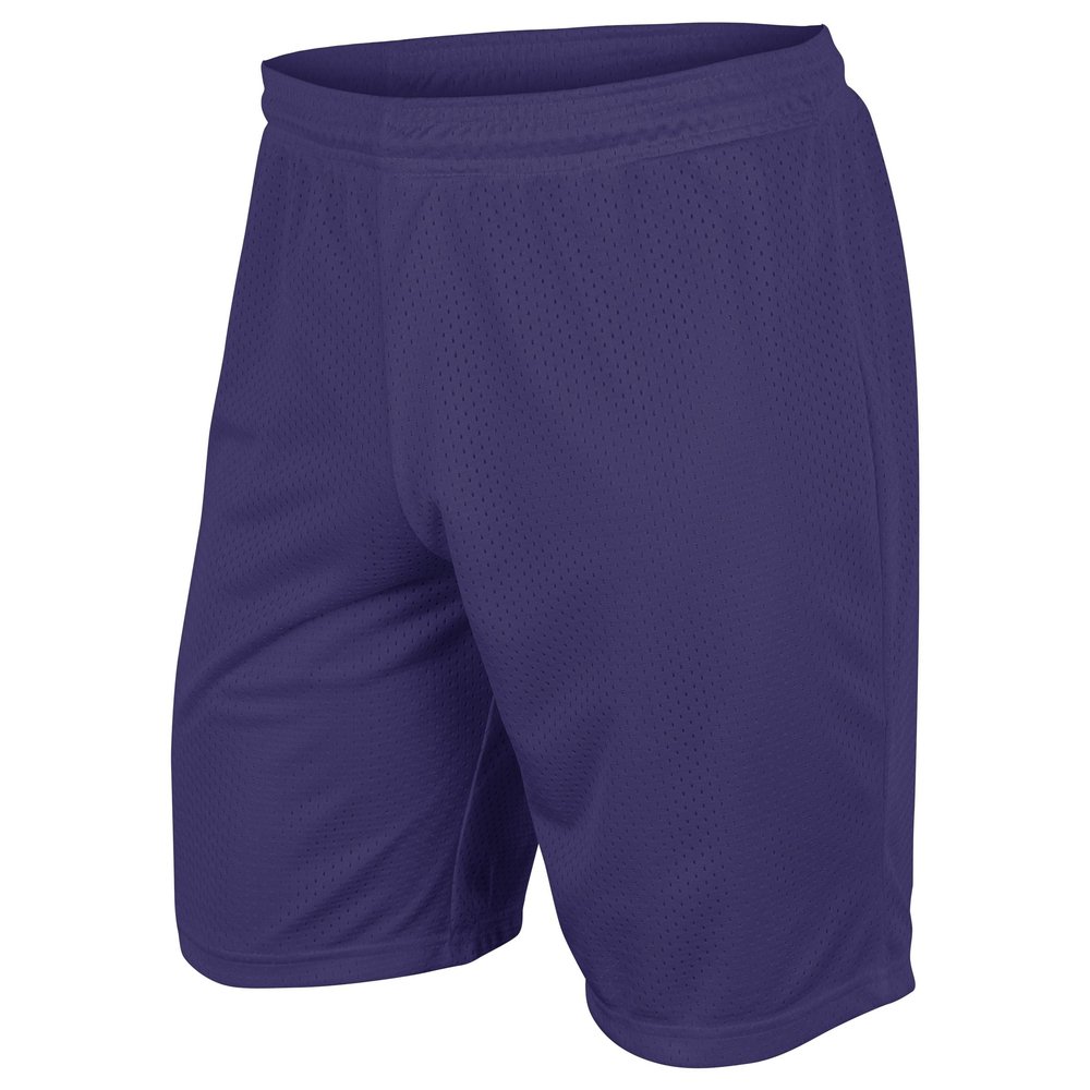 Dynamic Tricot Mesh Shorts, 9" Inseam, Adult Small, Purple
