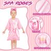 Xuhal 36 Pcs Spa Party Supplies for Girls 12 Kimono Robe V Neck Bathrobe 12 Soft Spa Headband 12 Disposable Foam Slippers small size(Size 6,Pink) view 2