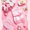 Xuhal 36 Pcs Spa Party Supplies for Girls 12 Kimono Robe V Neck Bathrobe 12 Soft Spa Headband 12 Disposable Foam Slippers small size(Size 6,Pink) view 3