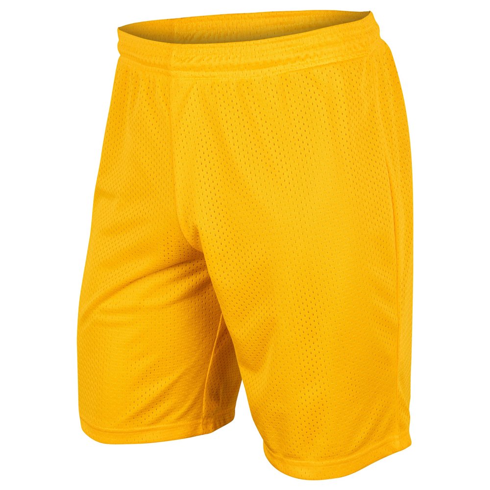 Dynamic Tricot Mesh Shorts, 9" Inseam, Adult Large, Gold