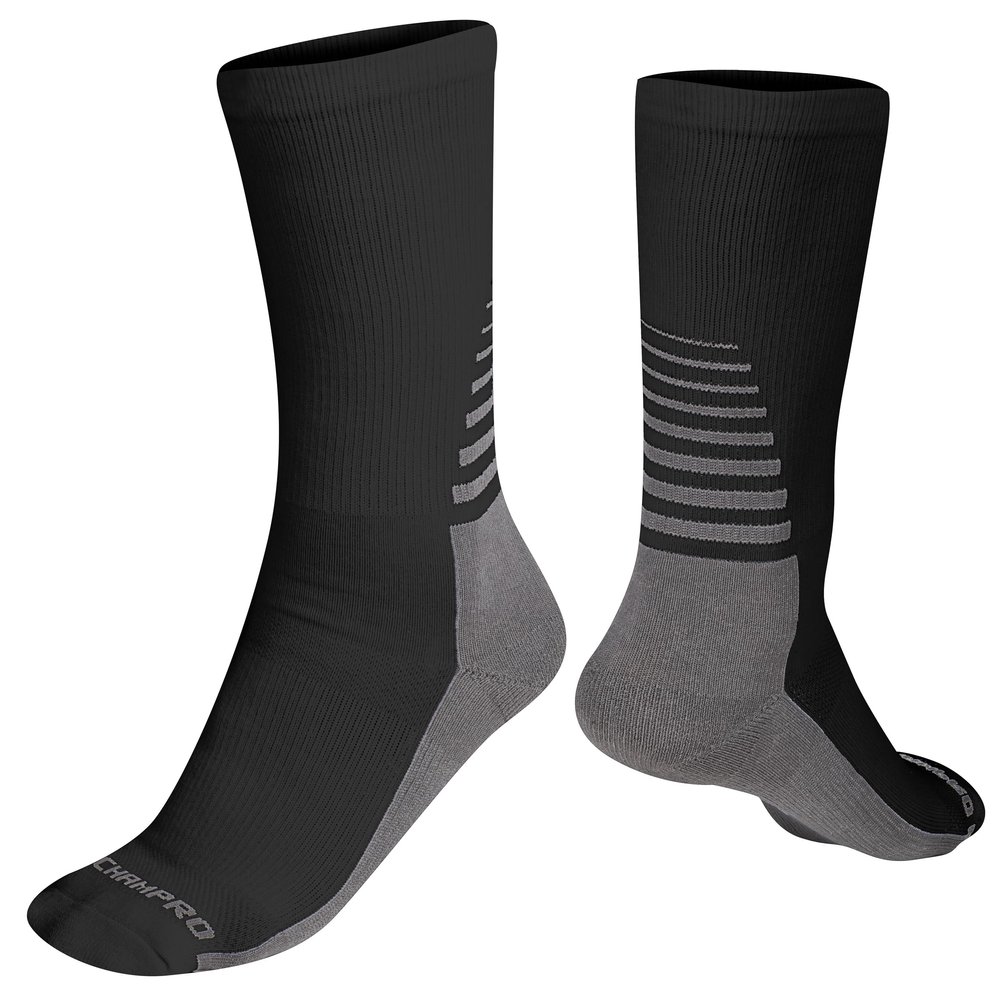 CHAMPRO Rival Crew Socks, S/M, Black
