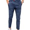 JEsilunmaMY Men's Printed Slacks Mid Waist Slim Fit Skinny Stretch Dress Pants Casual Tapered Pencil Trousers with Pockets (Dark Blue,XX-Large) view 1