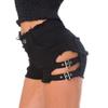 OBEEII Gothic Punk High Waisted Shorts for Women PU Leather Bodycon Bandage Shorts Black09 M view 3