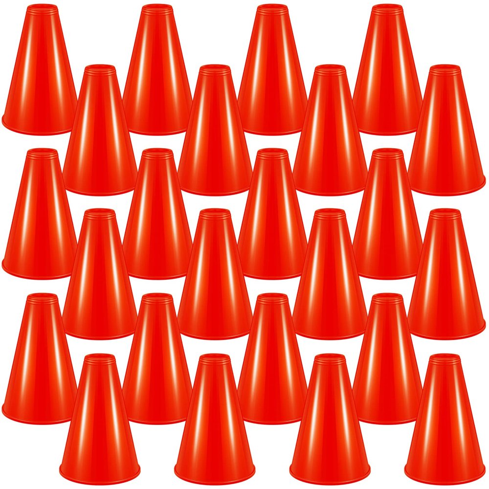 Woanger 24 Pieces Cheer Megaphone for Party Favors Sports Cheers Party Noisemaker Plastic Megaphone for Sports Match Outdoor Activities(Red)