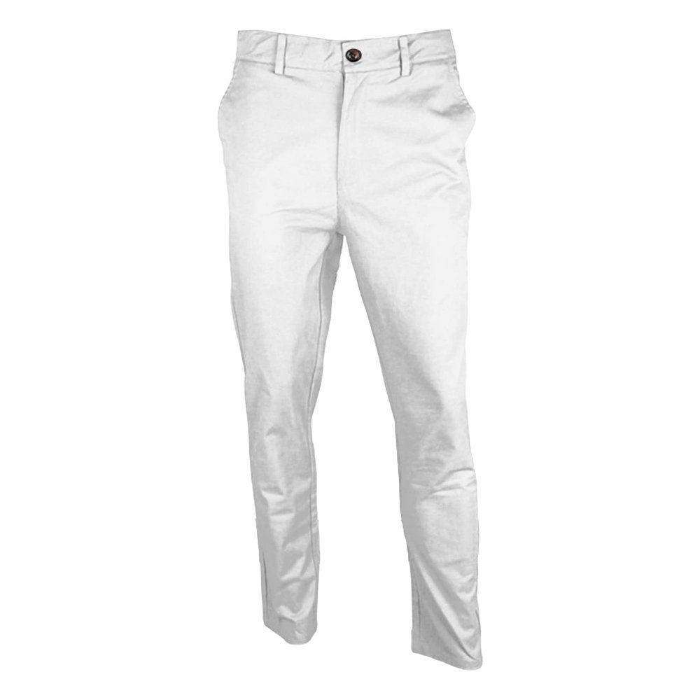 JEsilunmaMY Men's Casual Pencil Pants Mid Waist Slim Fit Slacks Skinny Dress Pants Solid Color Lounge Trousers with Pockets (White,Small)