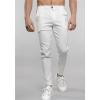 JEsilunmaMY Men's Casual Pencil Pants Mid Waist Slim Fit Slacks Skinny Dress Pants Solid Color Lounge Trousers with Pockets (White,Small) view 2