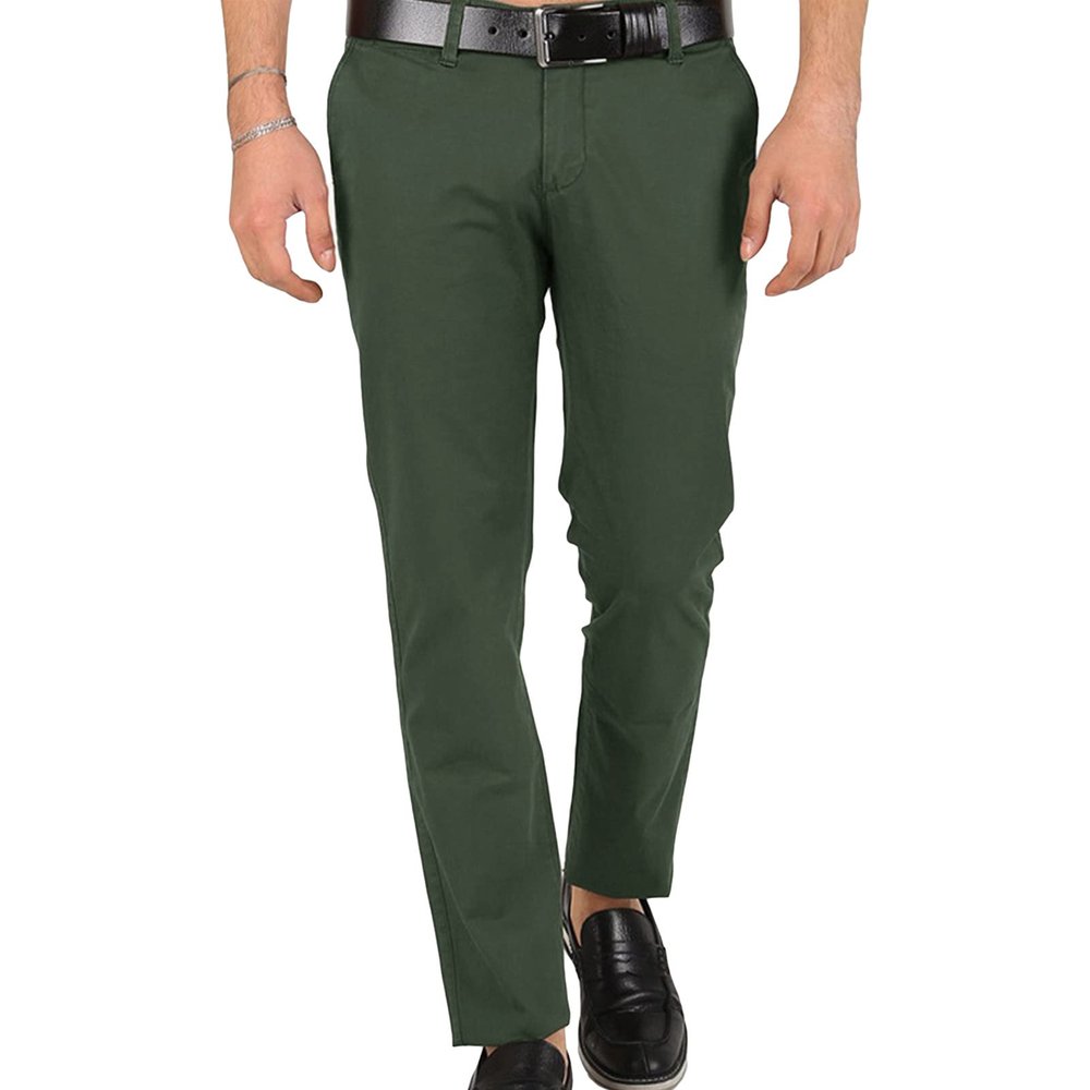 JEsilunmaMY Men's Business Dress Pants Mid Waist Slim Fit Skinny Suit Pants with Pockets Solid Color Casual Pencil Trousers (Dark Green,3X-Large)