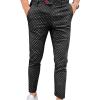 JEsilunmaMY Men's Printed Slacks Mid Waist Slim Fit Skinny Stretch Dress Pants Casual Tapered Pencil Trousers with Pockets (Black,3X-Large) view 1